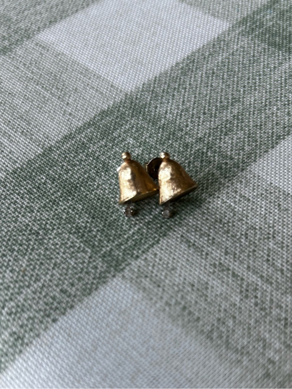 Avon Gold Bell Earrings with Rhinestones